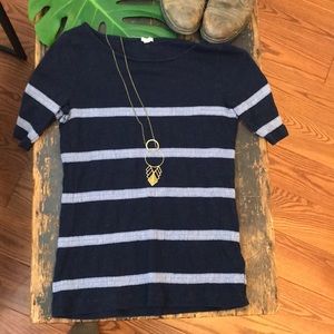 J crew navy and denim stripe xxs half sleeve tee